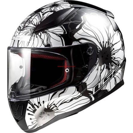 KASK LS2 FF353 RAPID POPPIES BLACK WHITE 