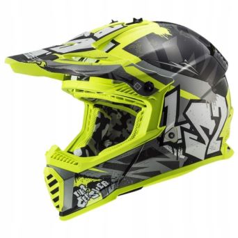Kask motocyklowy LS2 MX437 Fast Evo Crusher Black H-V Yellow 